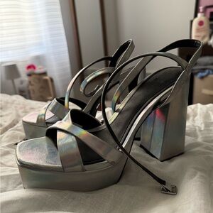 zara silver platform heels